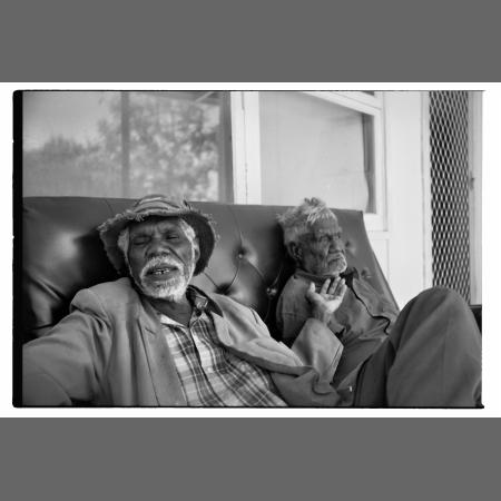 Hector Jandany and Paddy Bedford on the verandah