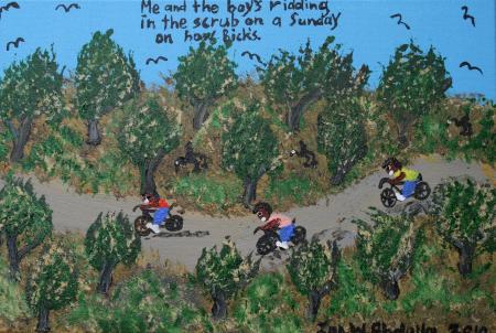 'Me and the boys ridding in the scrub on a Sunday on how bick's'