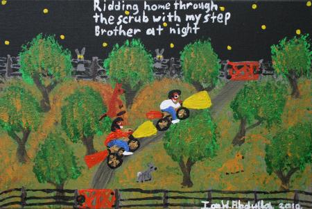 'Ridding home through the scrub with my step brother at night'