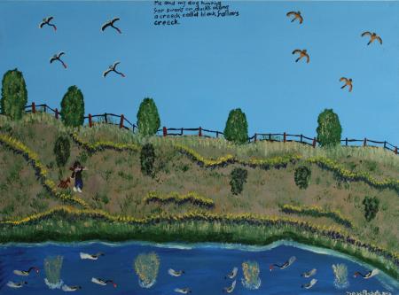 'Me and my dog hunting for swan's or duck's along a creek coll'd black fallars creeck'