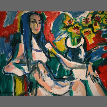 Seated Woman with Flowers