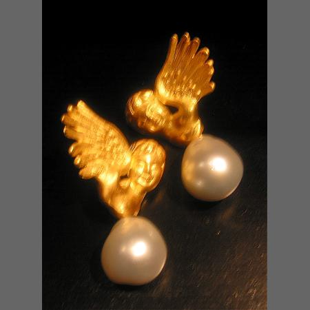 Winged Pearl Earrings